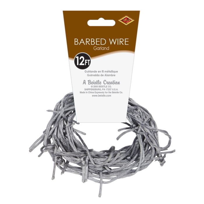 SILVER BARBED WIRE GARLAND 12FT