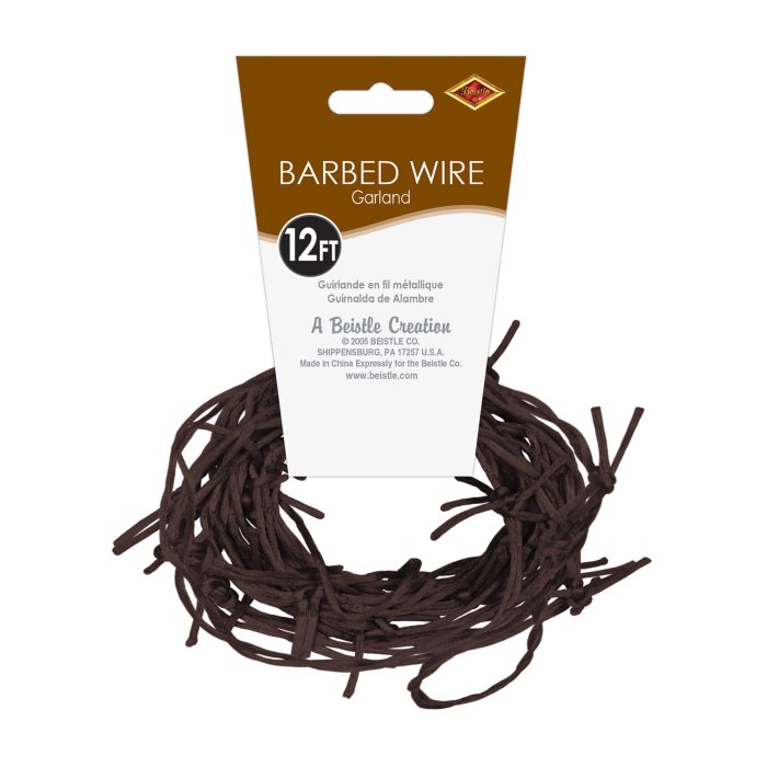 RUSTY BARBED WIRE GARLAND 12FT