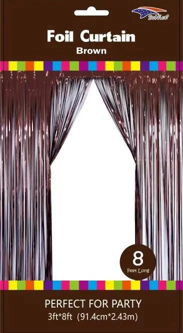 3'X8' FOIL CURTAIN BROWN