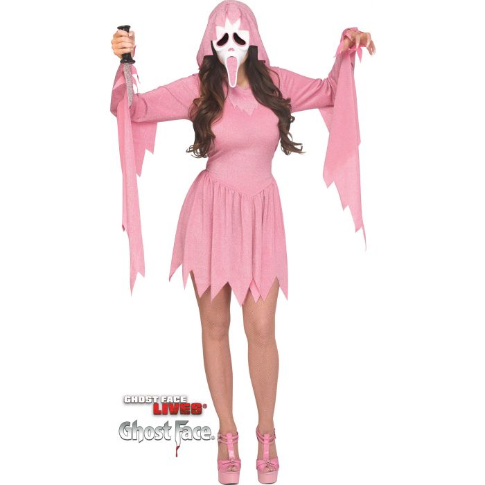 PINK GLITTER GHOST FACE ADULT M/L COSTUME