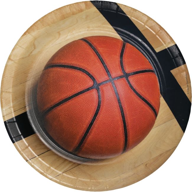 SPORT FANATIC BASKETBALL 9" PPR PLATE 8CT