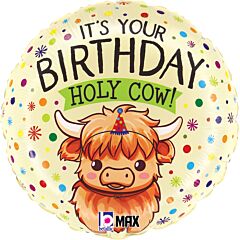18" HIGHLAND HOLY COW BDAY MYLAR