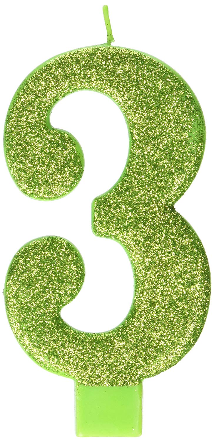 LARGE GLITTER CANDLE #3 KIWI