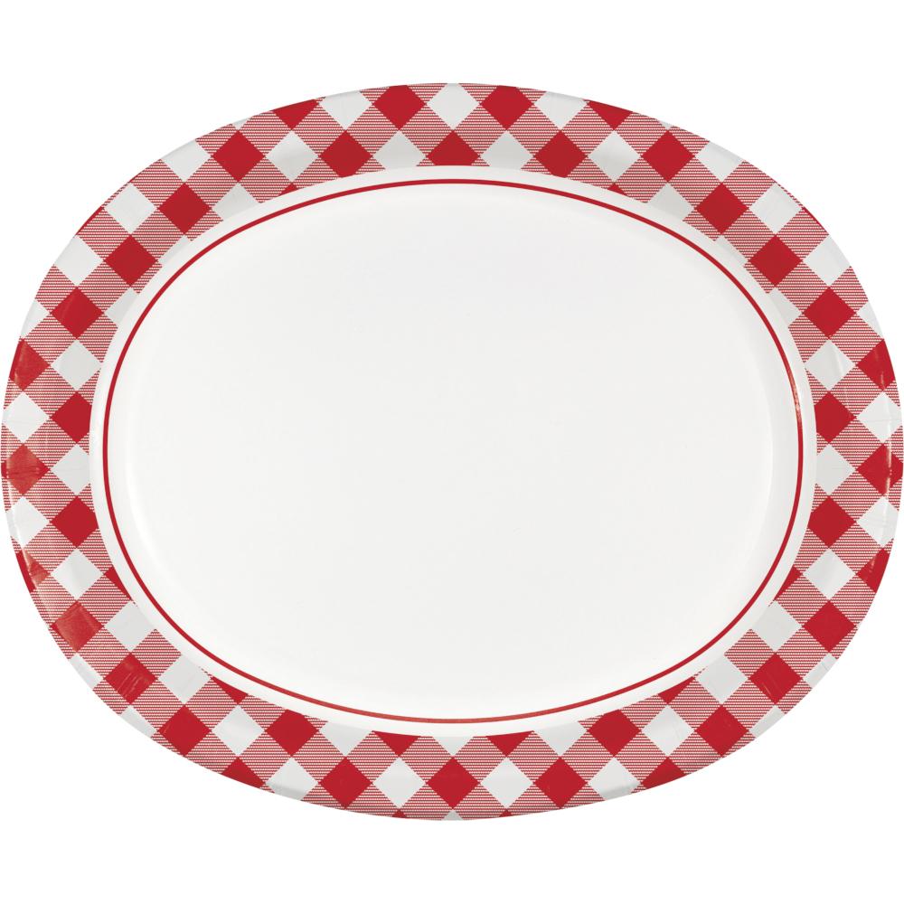 CLASSIC GINGHAM RED/WHT OVAL PLATTERS