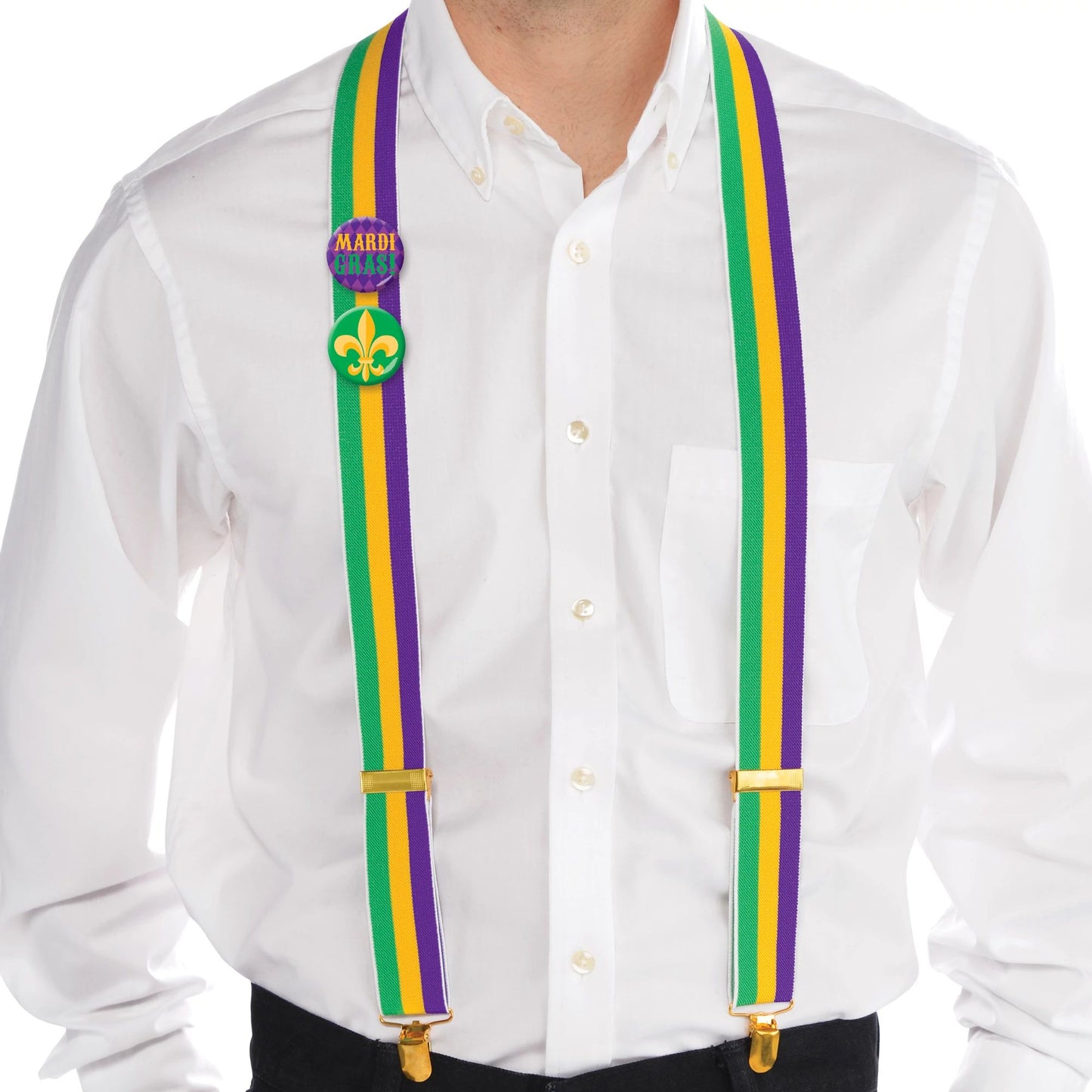 MARDI GRAS SUSPENDERS WITH BUTTONS