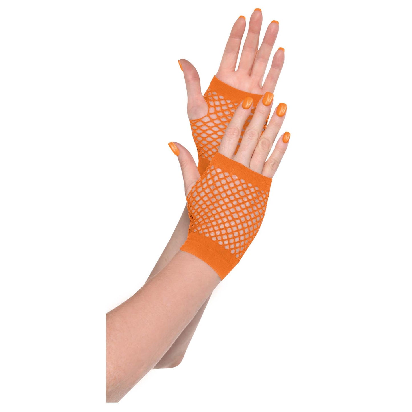 SHORT FISHNET GLOVES ORANGE