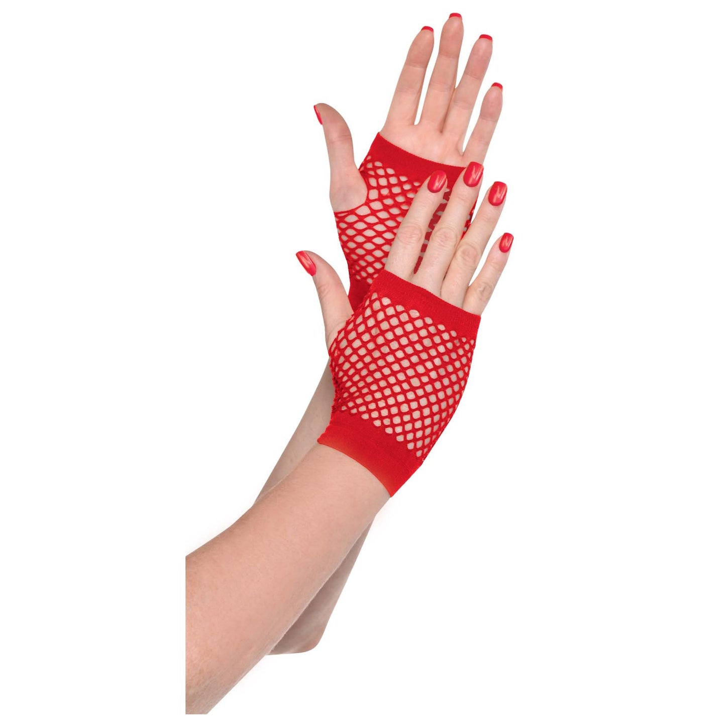 SHORT FISHNET GLOVES RED