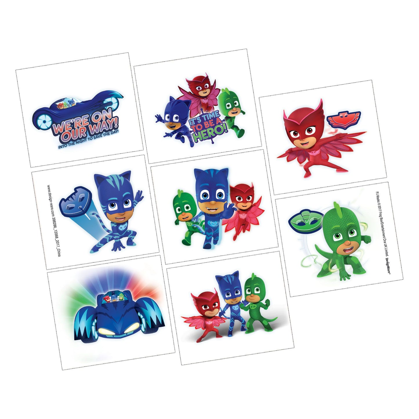 PJ MASKS TATTOO SQUARES
