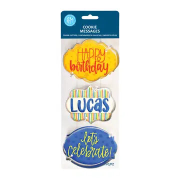 3 PC COOKIE CUTTER SET - COOKIE MESSAGES