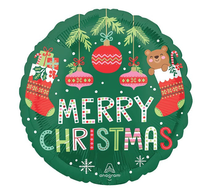 BEARY CHRISTMAS GREEN 18" MYLAR