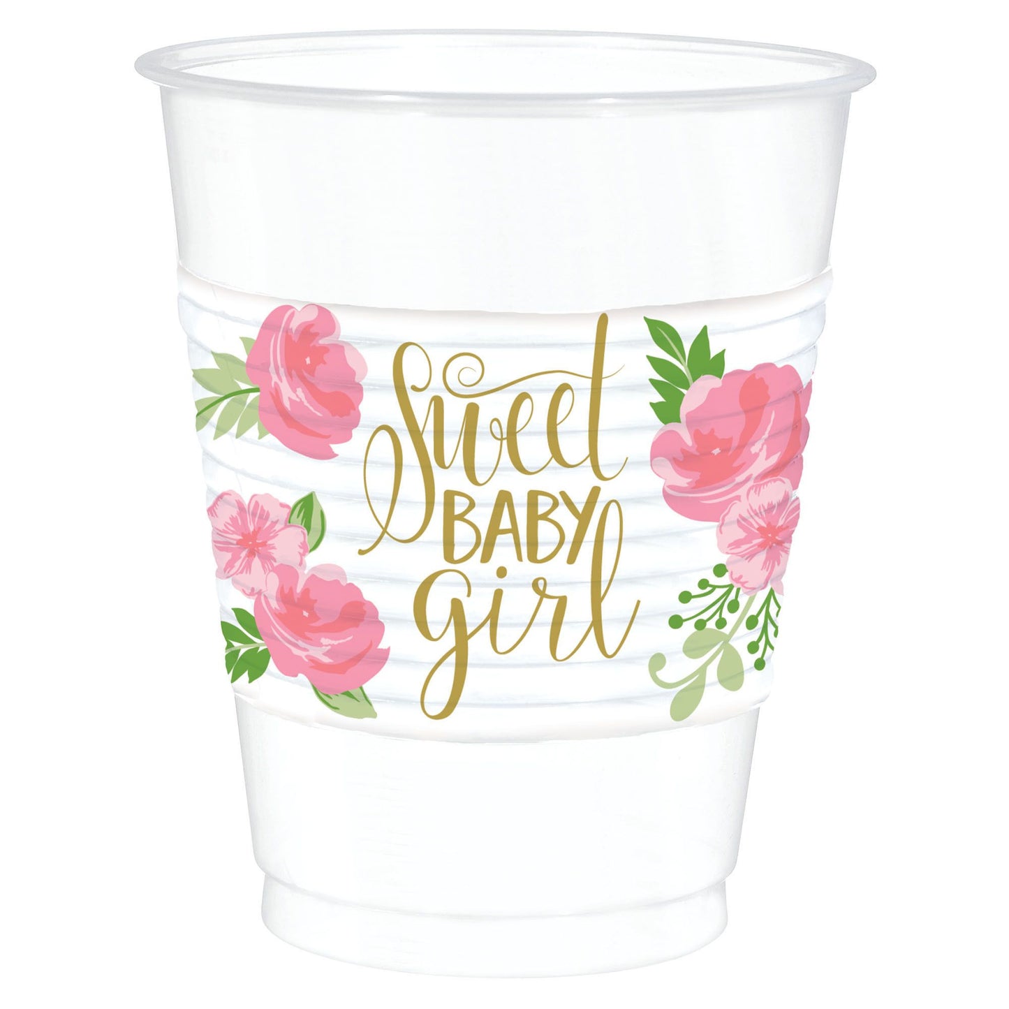 FLORAL BABY 16 OZ PLASTIC CUPS