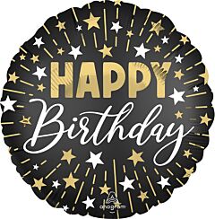BLK/SLV/GLD HAPPY BDAY 18" MYLAR