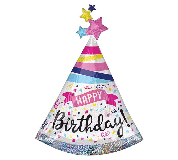 HOLO SPARKLE BDAY HAT MYLAR