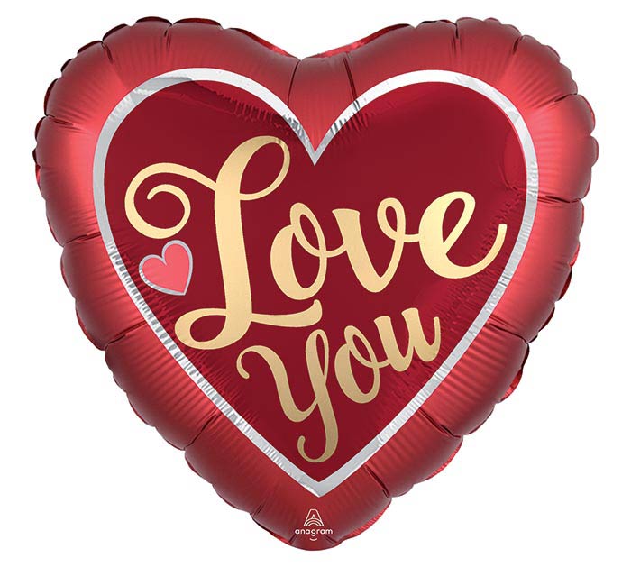 SATIN SANGRIA GLD HEART 28" MYL