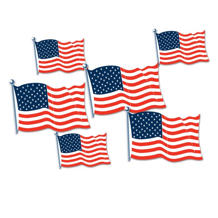 AMERICAN FLAG CUTOUTS 6CT