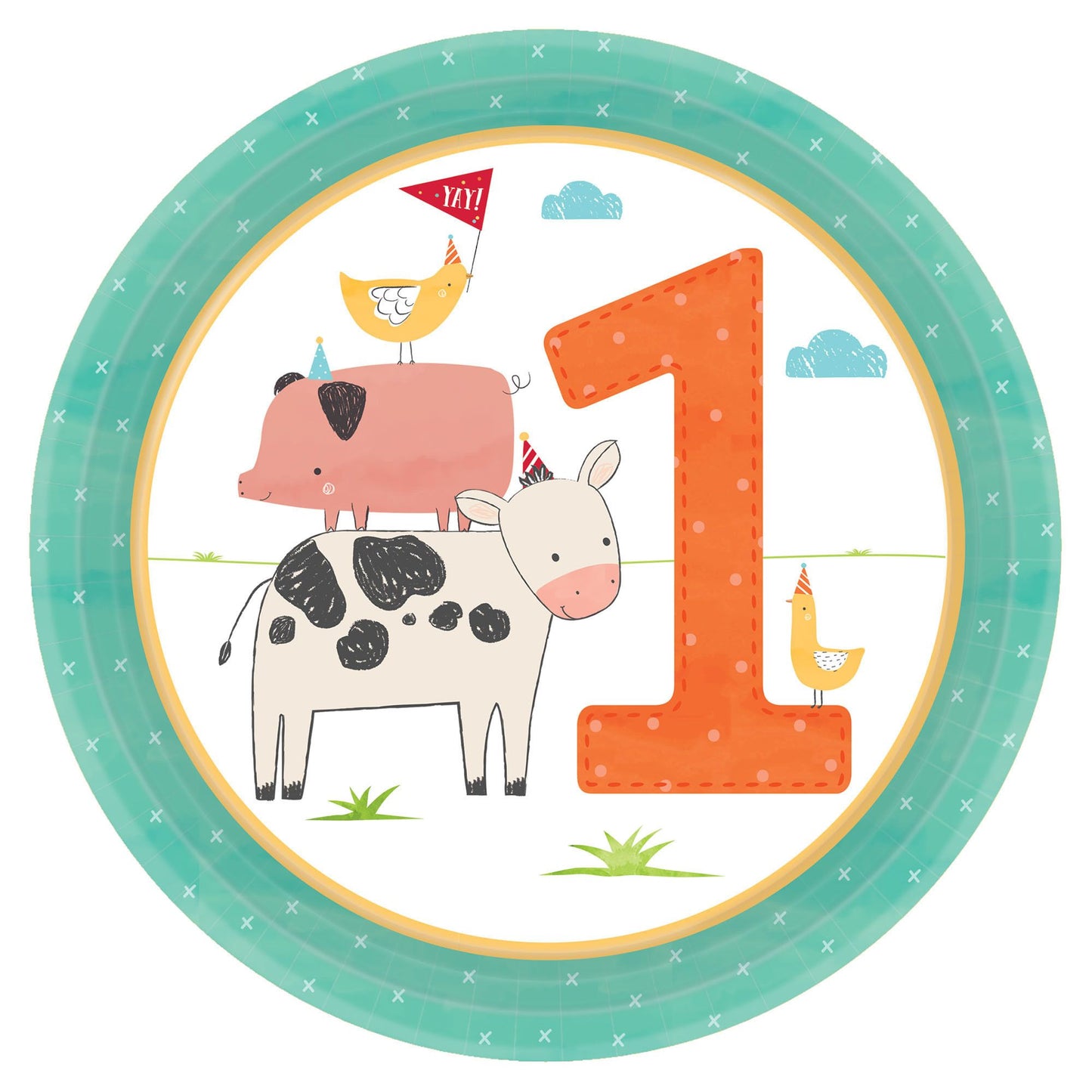 BARNYARD BDAY 7" PLATES 1ST BD
