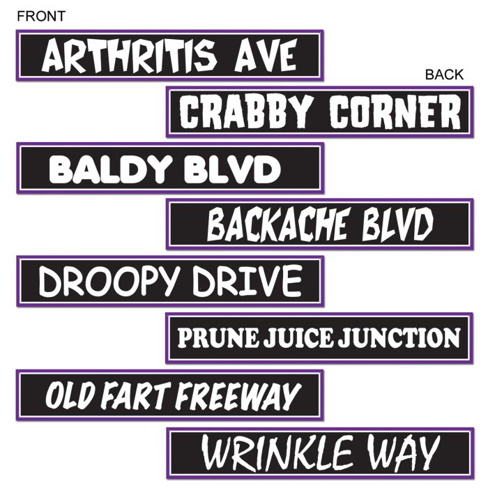 OVER THE HILL STREET SIGN CUTOUTS