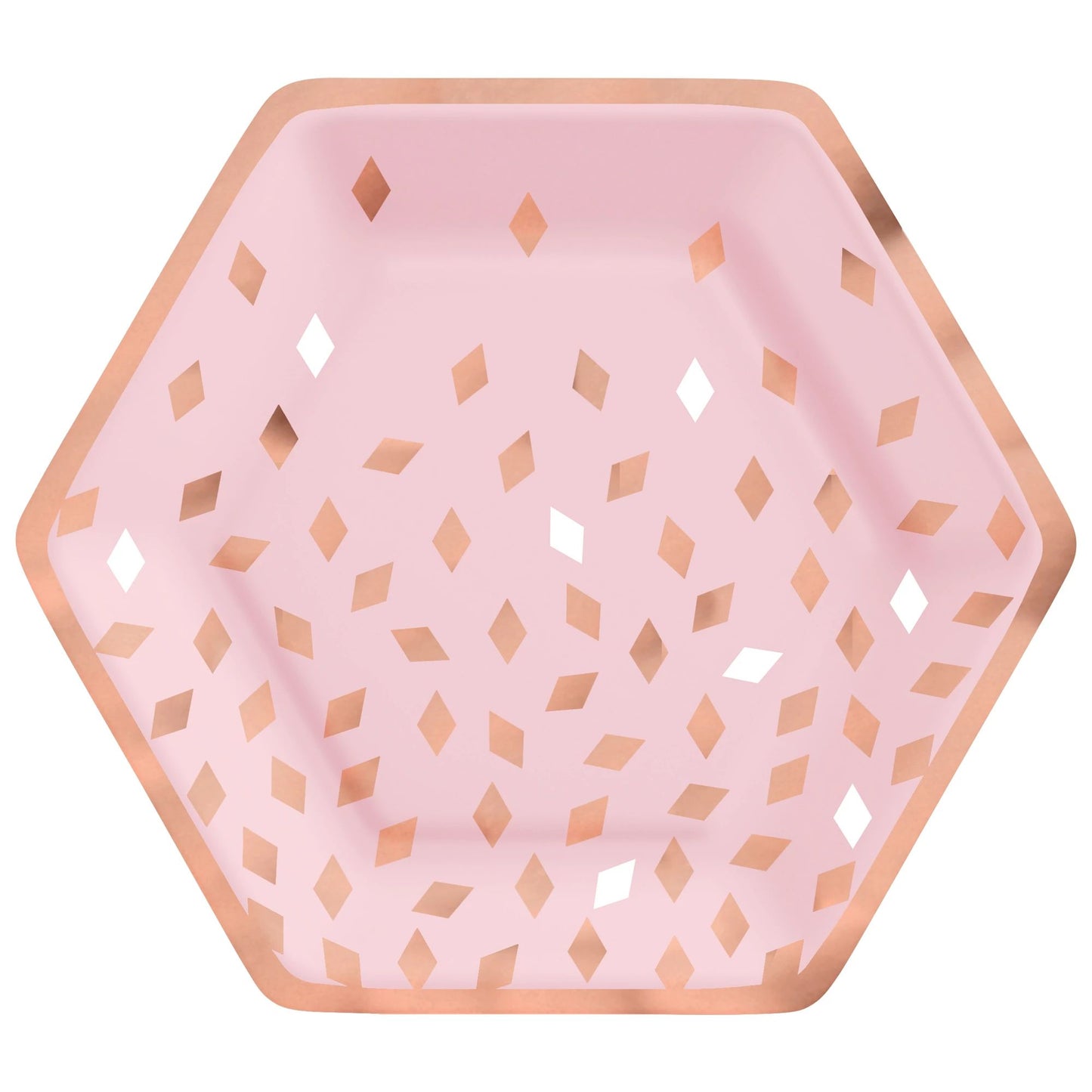 BLUSH BDAY HEX 9" MET PLATES