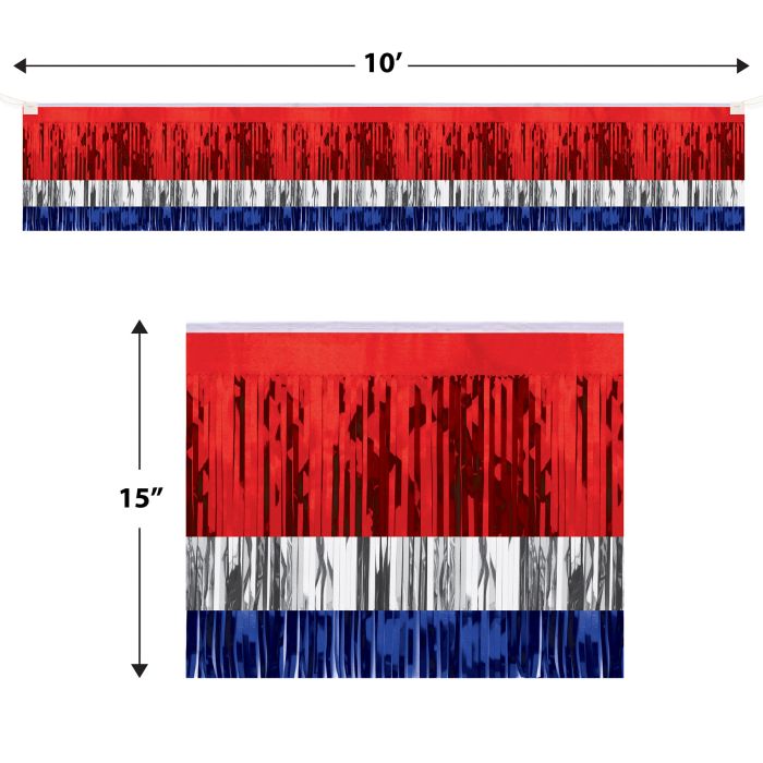 3-PLY MET FRINGE DRAPE RED/WHT/BLUE