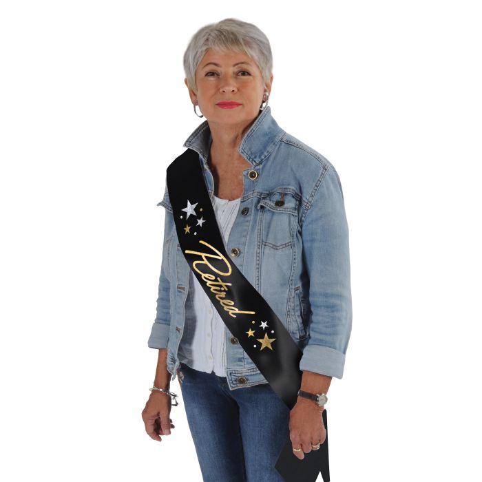 GLITTERED RETIRED SATIN SASH