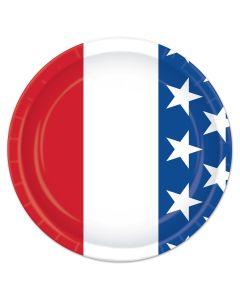7" R/W/B PATRIOTIC PPR PLATES 8CT