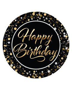 HAPPY BIRTHDAY BLK/GLD 7" PPR PLATES