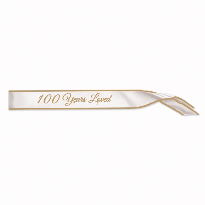 100 YEARS LOVED SATIN SASH