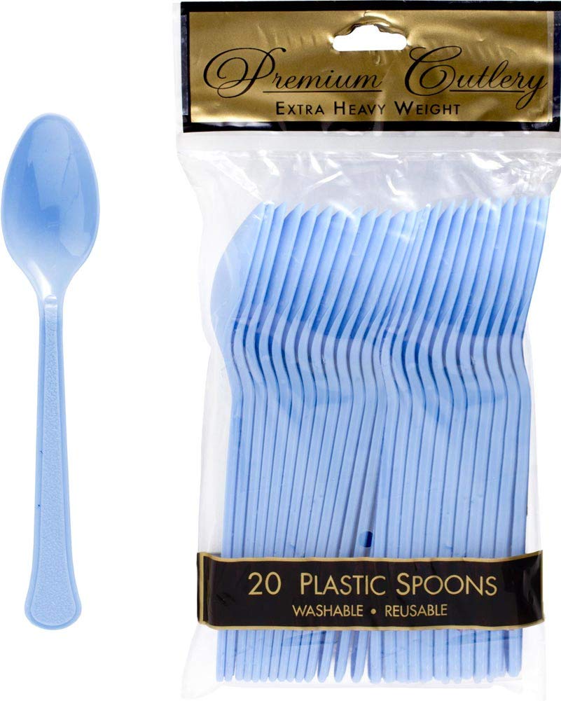 PLASTIC SPOONS PASTEL BLUE