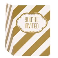 GOLDEN BDAY INVITE 8CT