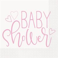 PINK HEARTS BABY LUNCH NAPKINS 16CT