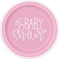 PINK HEARTS BABY SHOWER 9" PPR PLATES