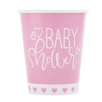PINK HEARTS BABY SHOWER 9OZ PPR CUPS