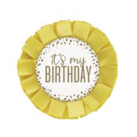 GOLD CONFETTI "IT'S MY BDAY" BADGE