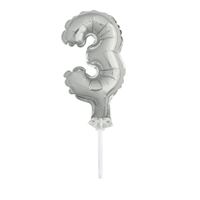 SILVER #3 BALLOON CAKE TOPPER
