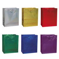 SOLID HOLO LARGE GIFT BAG ASST