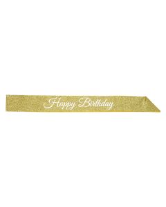 HAPPY BIRTHDAY GLD GLITTER SASH