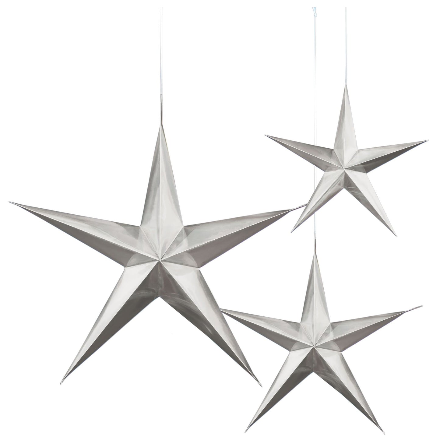 SILVER HANGING 3D STARS