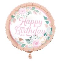 PINK BLOOMS HBD 17" MYLAR