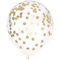 12" CLEAR LTX W/ GOLD CONFETTI 6CT