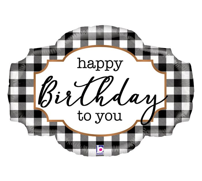 BUFFALO PLAID HBD 32" MYLAR