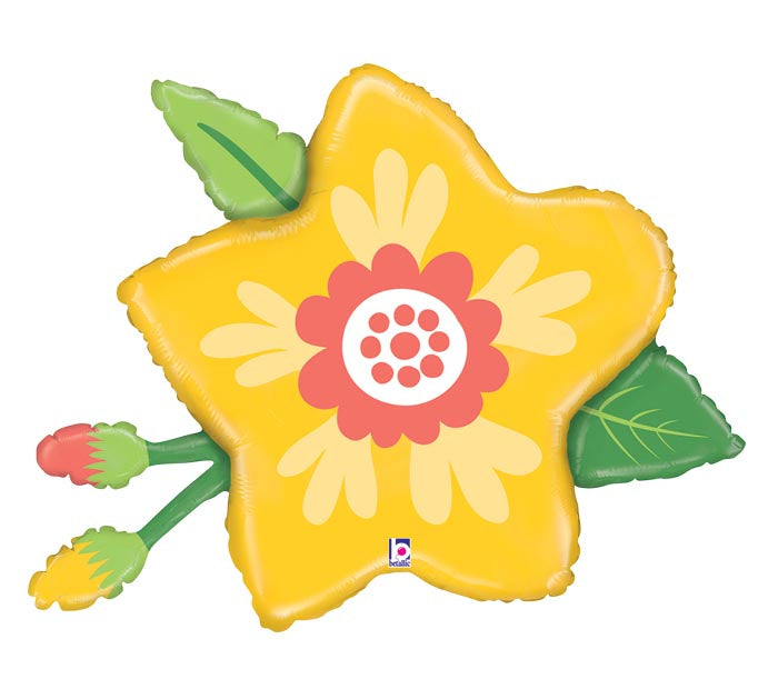 YELLOW FLOWER SHAPE 26" MYLAR