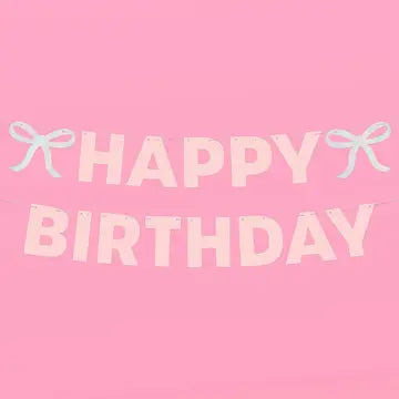 PINK BOW HAPPY BIRTHDAY BANNER