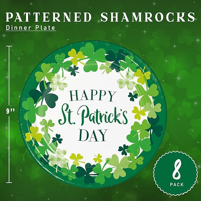 PATTERNED SHAMROCK 9" PLATES