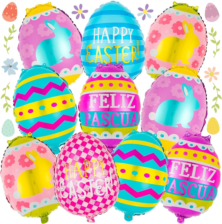ASST 18" EASTER EGG MYLAR BALLOONS W/ HELIUM