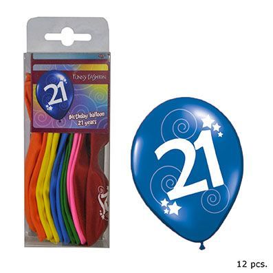 "21" ASSORTED LATEX BALLOONS