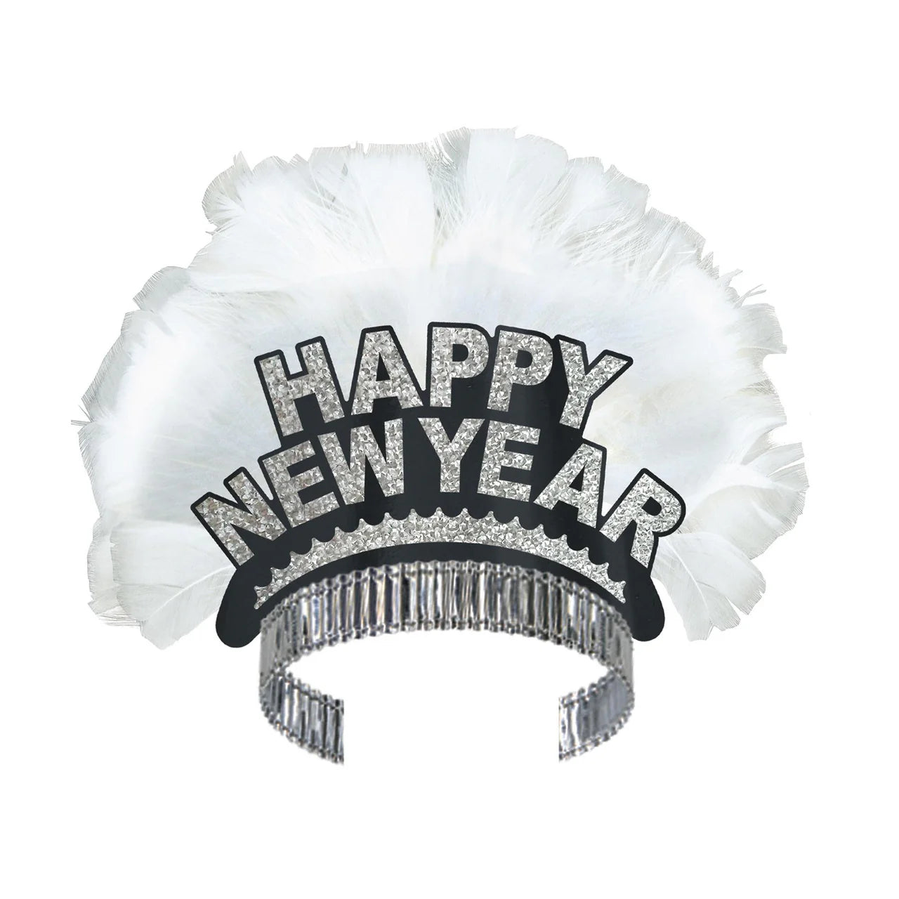 HNY BLK/SLV W. WHT FEATHERS TIARA