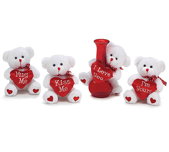 VASE HUGGER BEAR - ASST HEART W