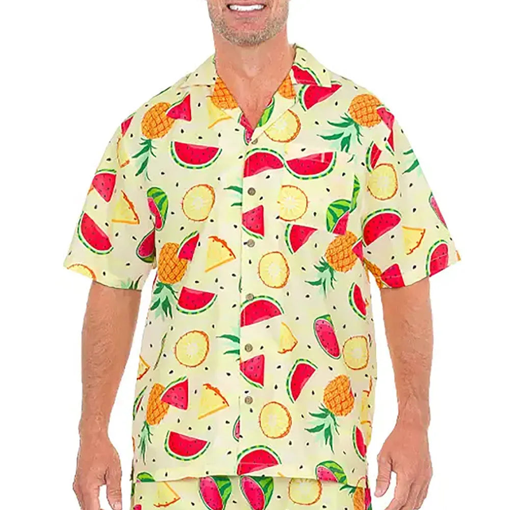 FRUIT PRINT HAWAIIAN SHIRT ADULT LARGE