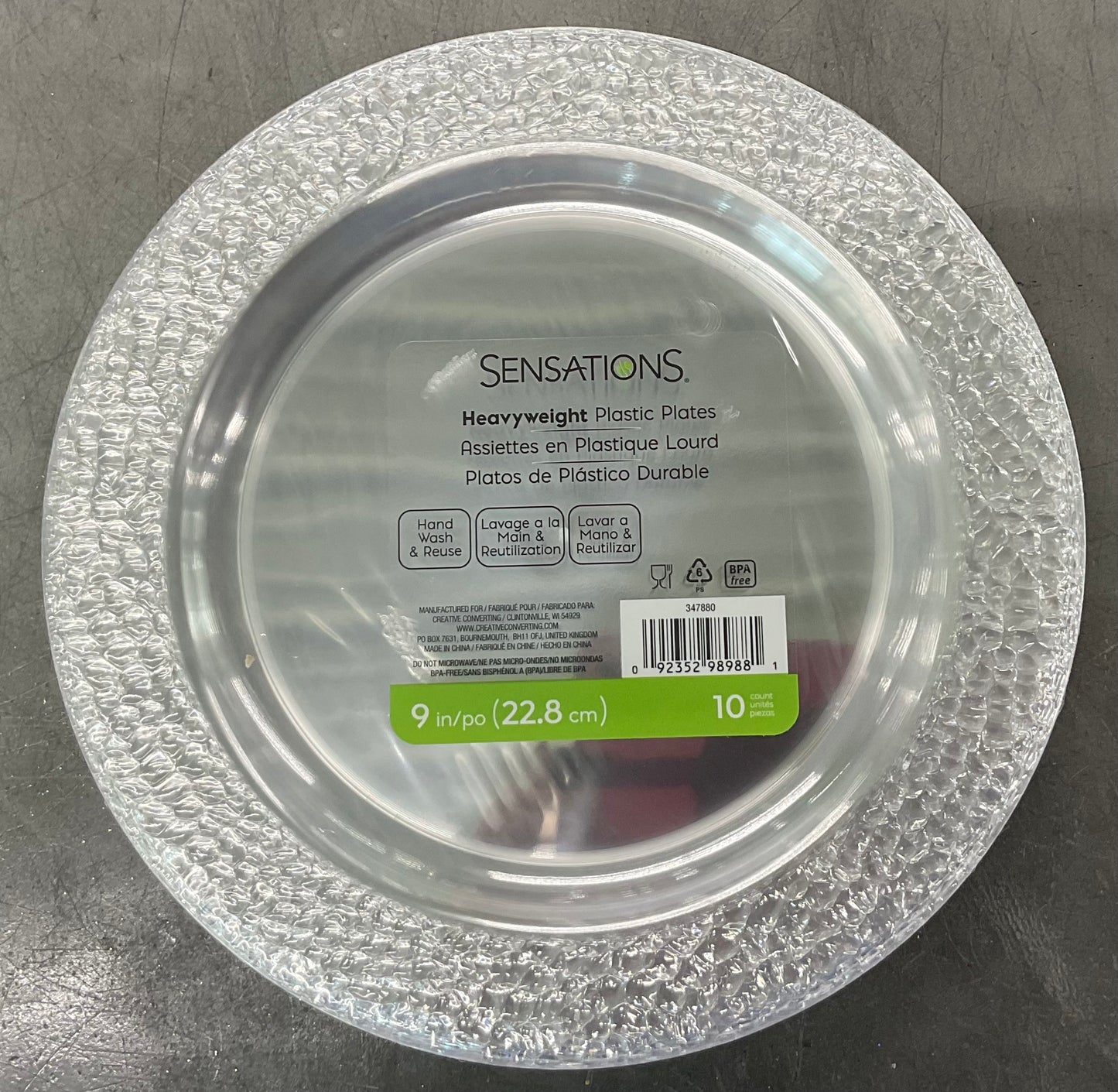 9" PL PLATES CLEAR PEBBLE