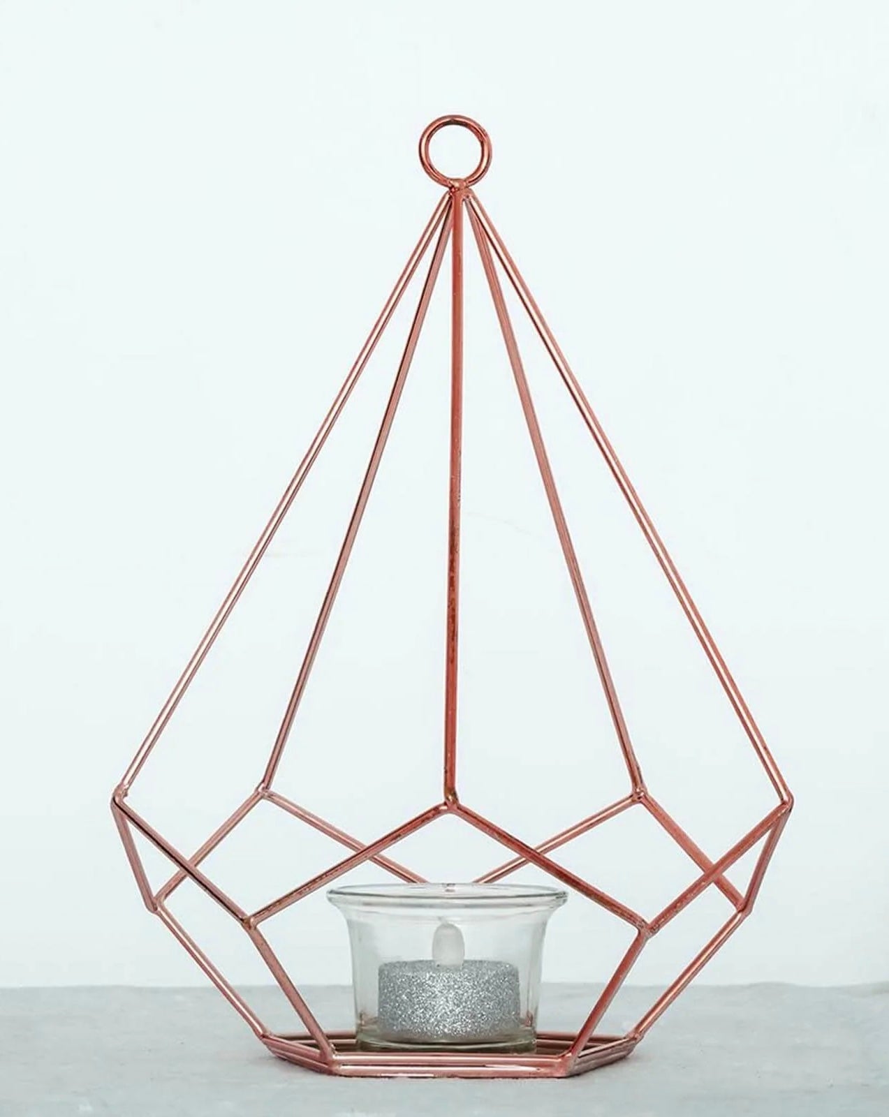 9" ROSE GOLD PENT CANDLE HOLDER